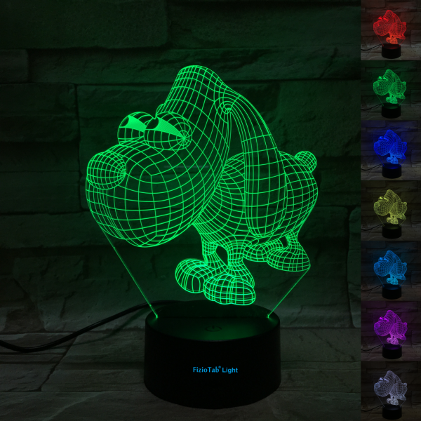 Lampa De Veghe 3D LED Catelus, FizioTab Light, 7 Culori, Lumina Ambientala, Alimentare USB